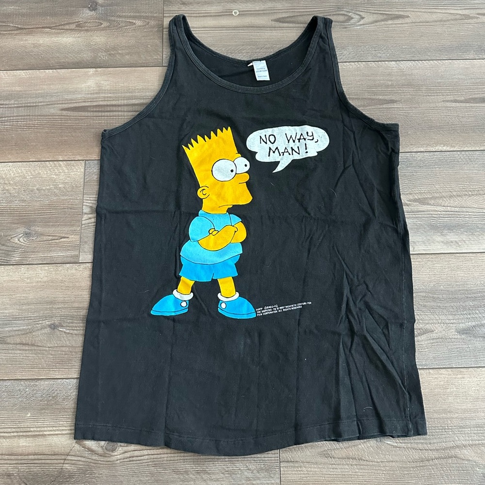 1990 The Simpsons BART “No way man” Tank Top L Matt Groening FOX